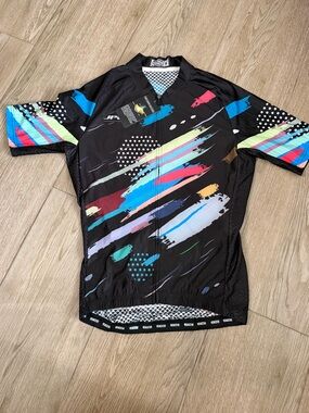 NWT Women’s WEIMOSTSR Cycling Jersey Short Sleeve Colorful Retro Print Size L